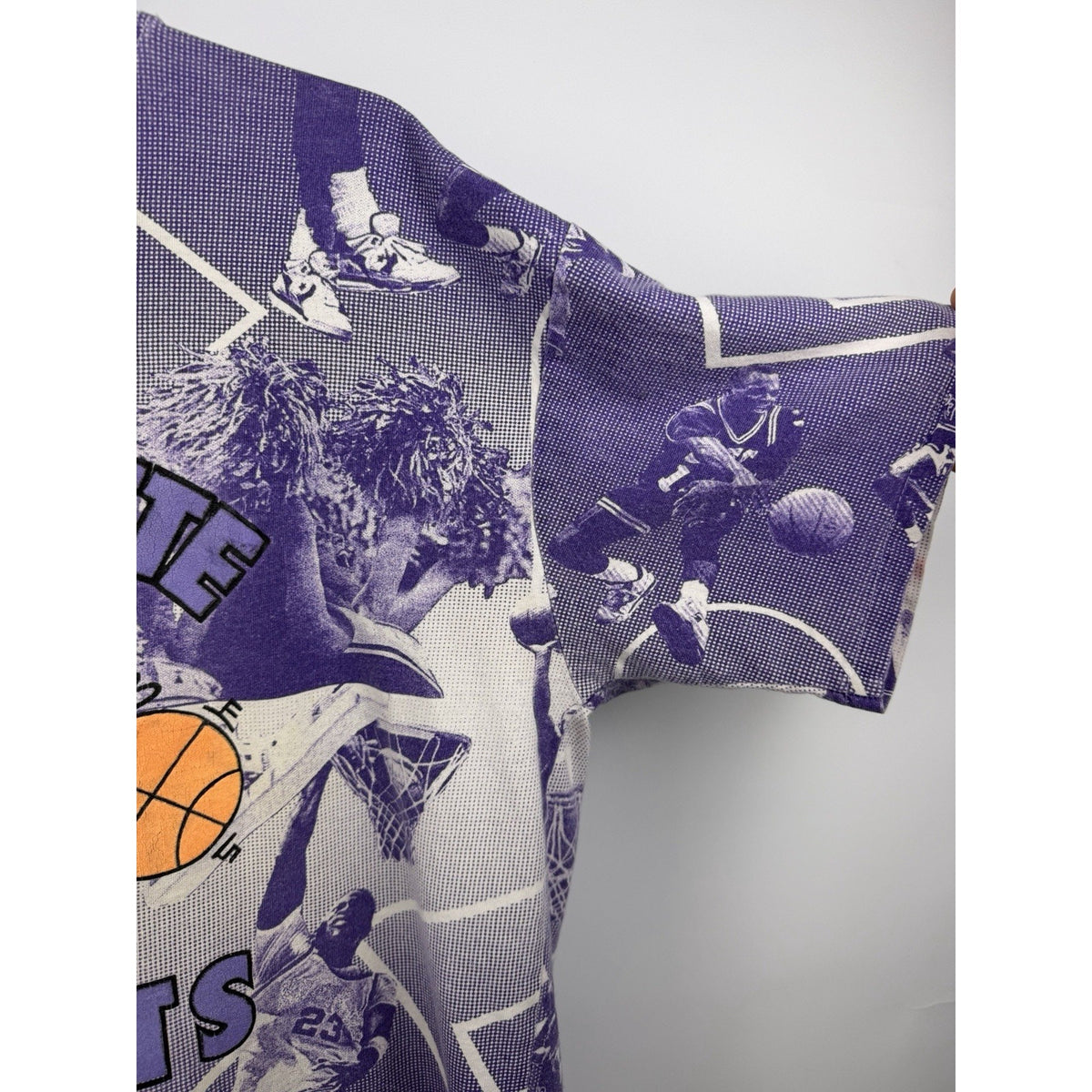 Vintage 90s Charlotte Hornets Hugo AOP tee, Magic Johnson T's, XL