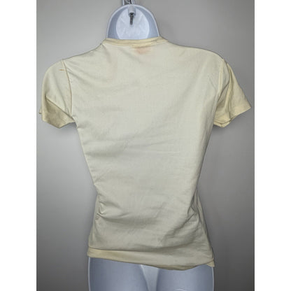 1970s Novelty Baby Tee Art Deco Embellished Lady Small Vintage Polyester