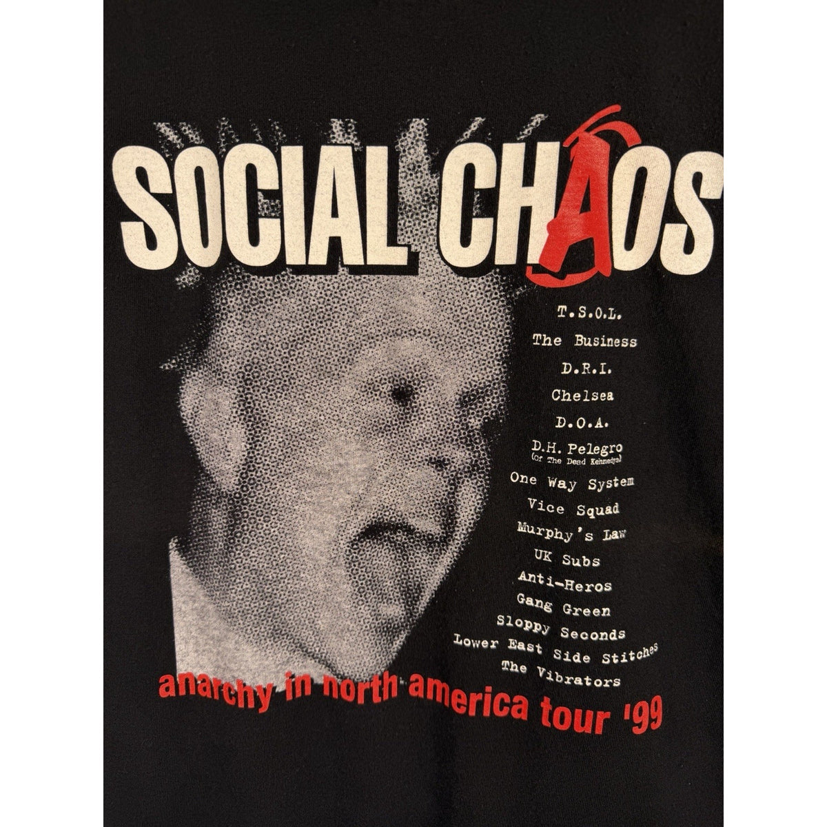 Vintage 1999 Social Chaos Anarchy In North America Tour TSOL DRI DOA Etc M 20x27