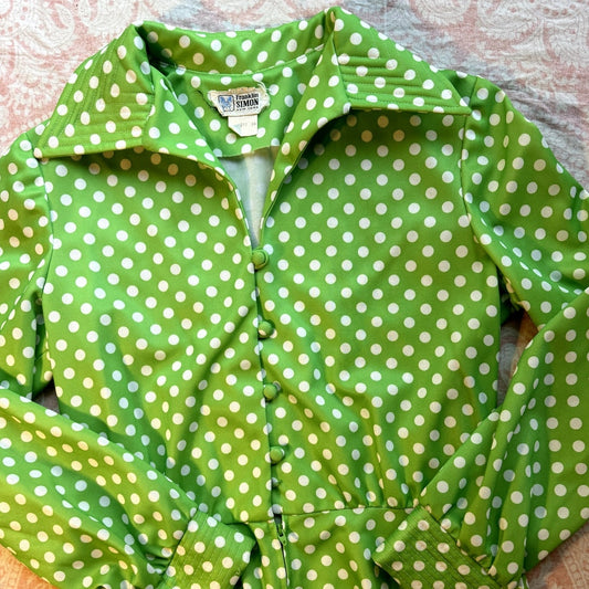 Hello Dotty, green polkadot dress (1970s)