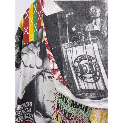 Vintage 90s Malcolm X "By Any Means Necessary" all over print tee, L