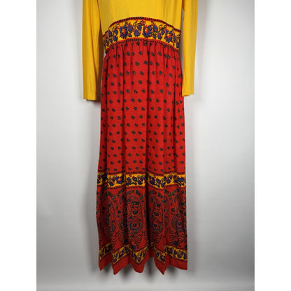 1960s Partridge Family Boho Maxi Dress - Medium