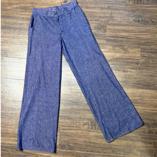 "His for her" buckle-back flared jeans 27x30 (1970s)