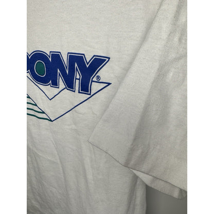 Vintage 90s PONY chevron logo tee, single stitch, made in USA, M