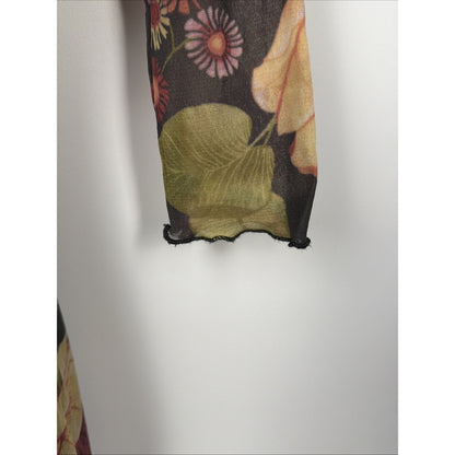 Y2K Anthropologie Weston wear Floral Dress Wrap Top Fitted Cute Small Mesh USA