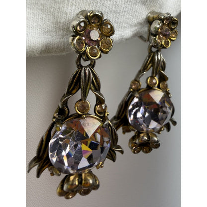 Vintage 1954 Hollycraft Regency Deco Glam Oversized Lavender Clip Earrings
