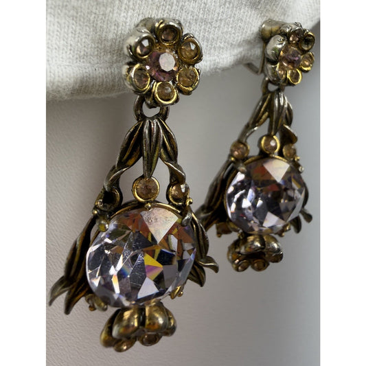 Vintage 1954 Hollycraft Regency Deco Glam Oversized Lavender Clip Earrings