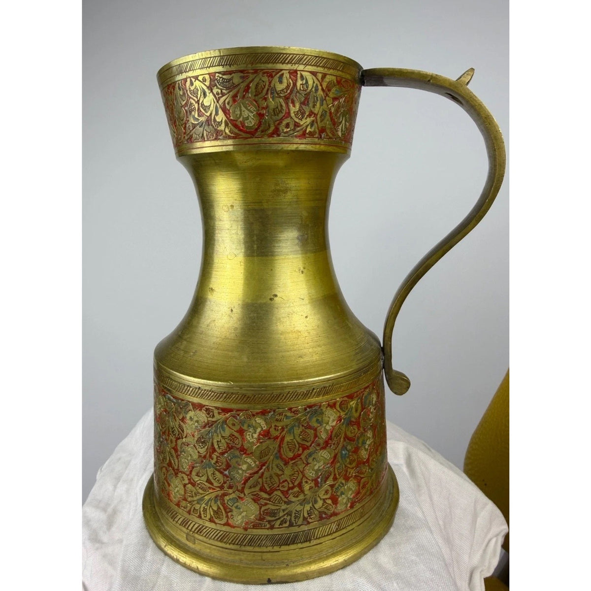 Vintage ~ Brass Etched Pitcher ~ India