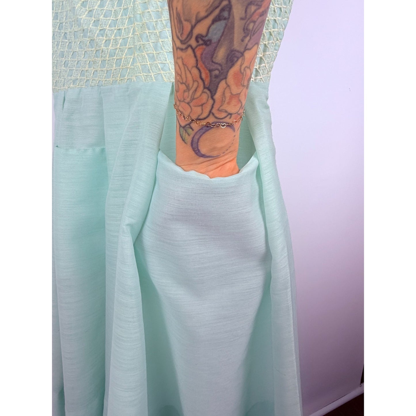 vintage 40s 50s peg palmer blue sundress pin up xs 24" waist POCKETS