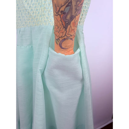 vintage 40s 50s peg palmer blue sundress pin up xs 24" waist POCKETS