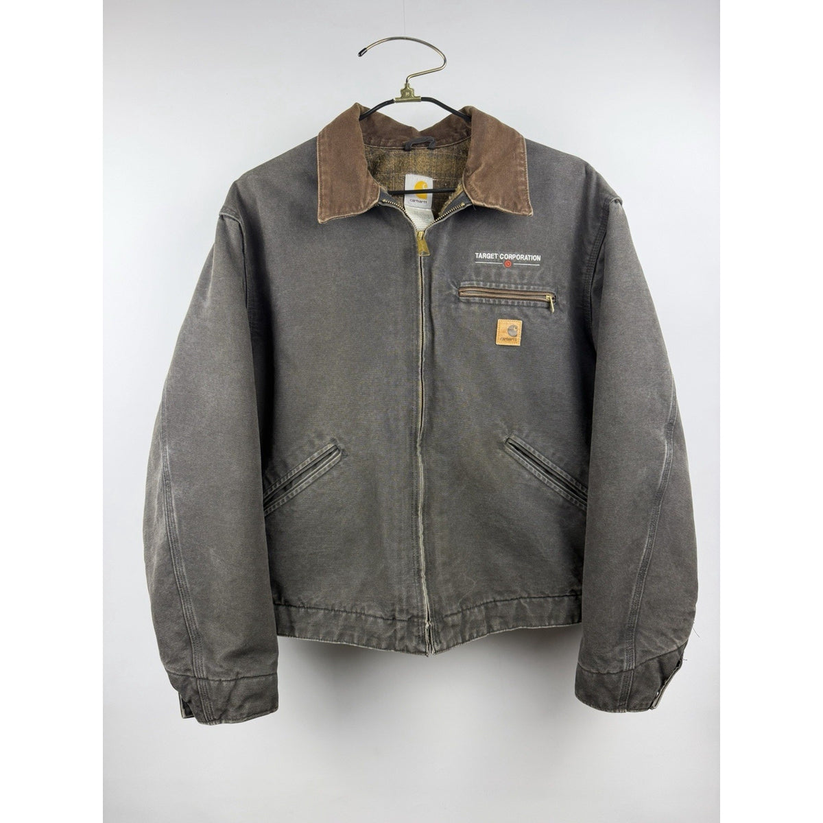 Carhartt Detroit Jacket J97 BLK Very Faded Black Canvas Blanket Lined XL 26.5x26