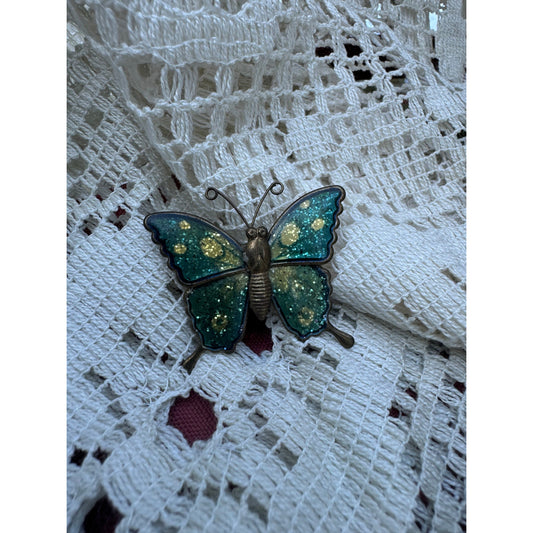 Genevieve's green butterfly brooch (1970s)