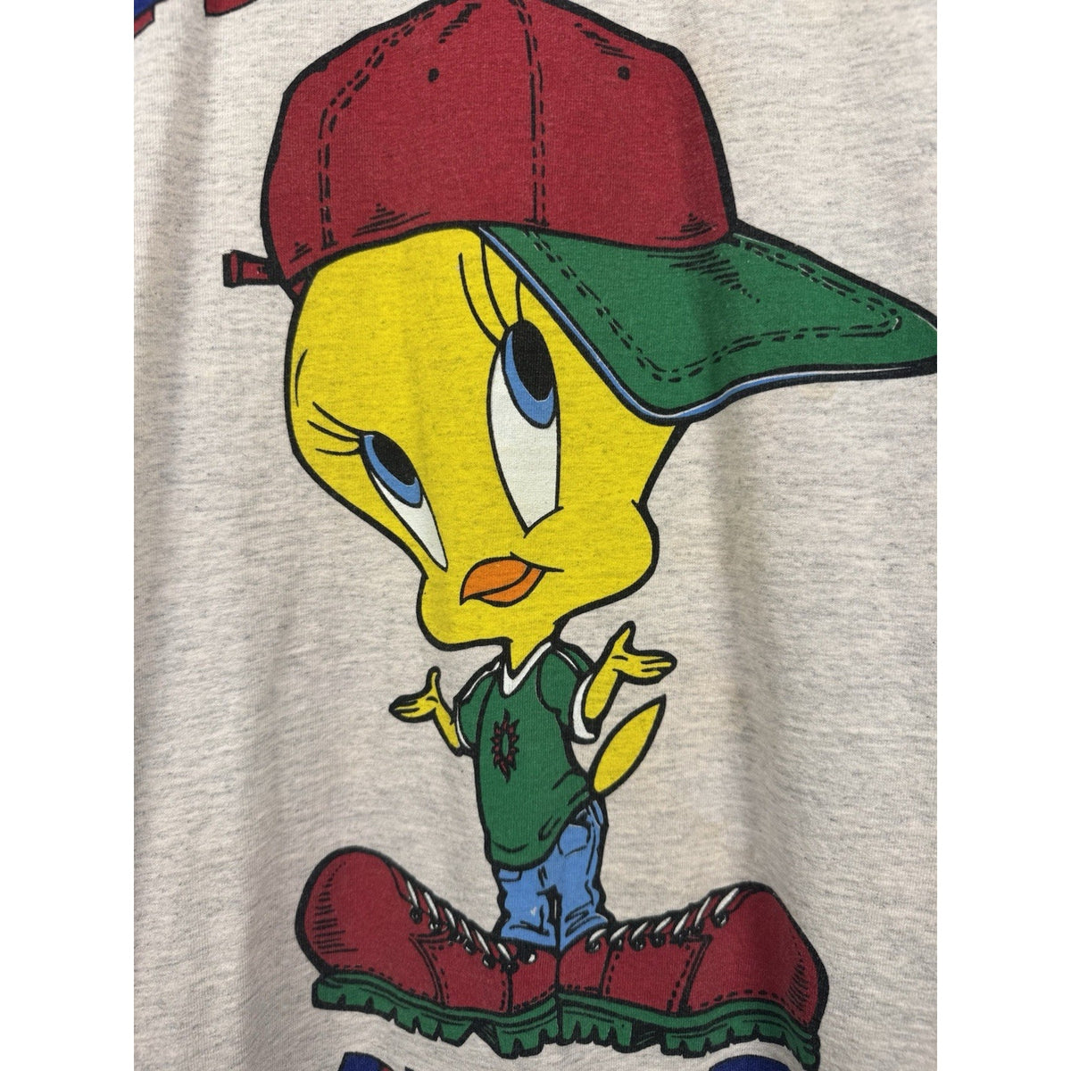 Vintage 1996 Tweety Bird Get a Gwip Tee Looney Tunes Hip Hop Cartoon Gray XL