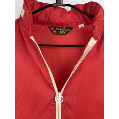 Vintage 1970s Ely & Walker red nylon windbreaker, zip hood, Talon, L