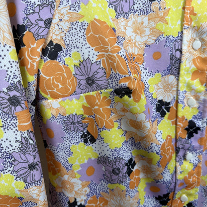 1970s Neon Flower Power Disco Dagger Collar Women Large Vintage