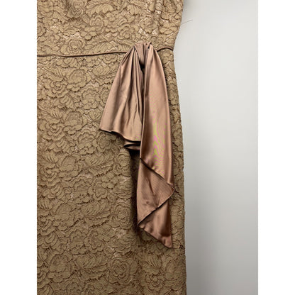 Vintage 50s lace Taupe mauve evening cocktail wiggle dress Medium 40" bust
