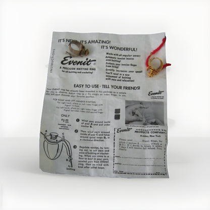 Vintage RARE Evenit Even-it Knitting Yarn Tension Ring Crane Products Precision