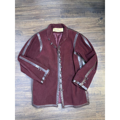 Vintage 1970s Lilli Ann burgundy suede military jacket, M/L