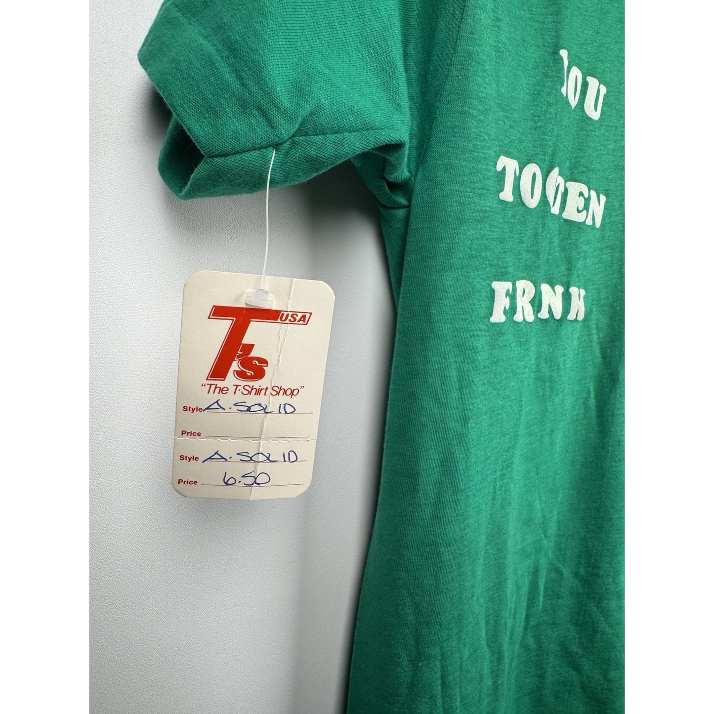 NWT Vintage 1970s Darn Tooten I'm With Frank Wooten Political Tee Green Small