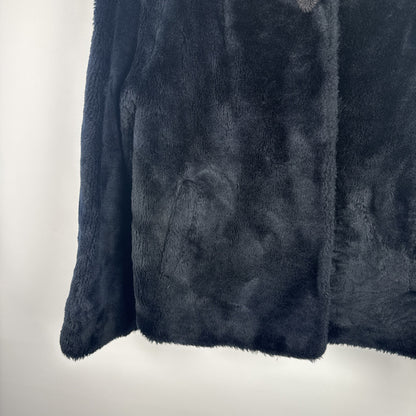 Vintage 1950's Black Faux Fur Coat Short Swing coat Excellent Condition medium
