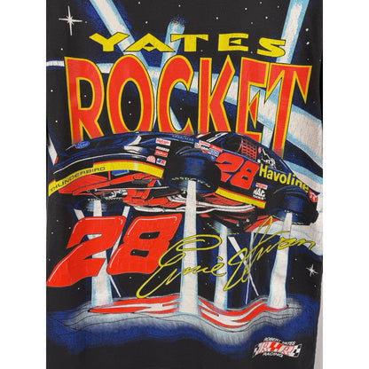 Vintage 90s Ernie Irvan Yates Rocket Nascar all over print tee, XL