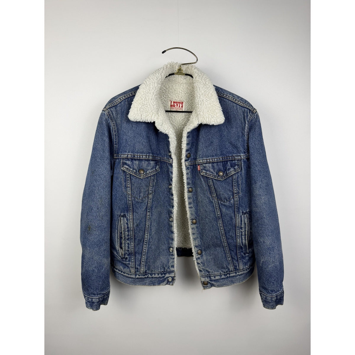 Vintage 1980s Levi's sherpa trucker denim jacket, USA made, L (40)