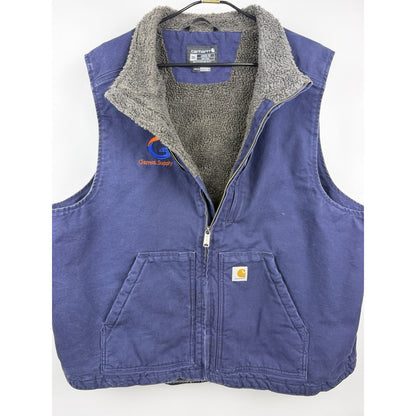 Carhartt Full Zip Sherpa-Lined Blue OV4277-M Relaxed Cotton Vest XXL 27x28