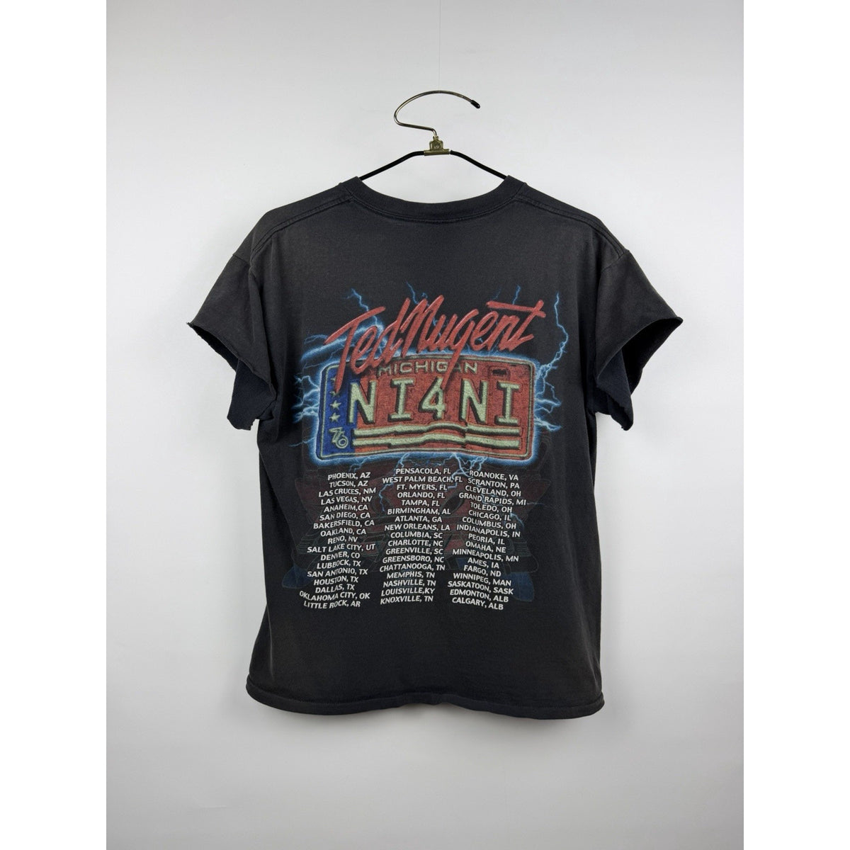 Vintage 1999 Ted Nugent Millennium Madman Distressed & Chopped Tee Large 23x26