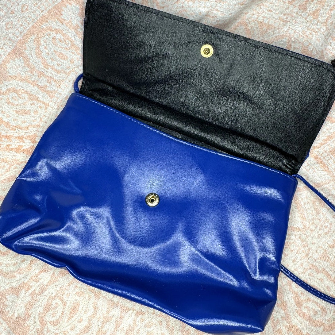 Electric blue crossbody bag (1980s)