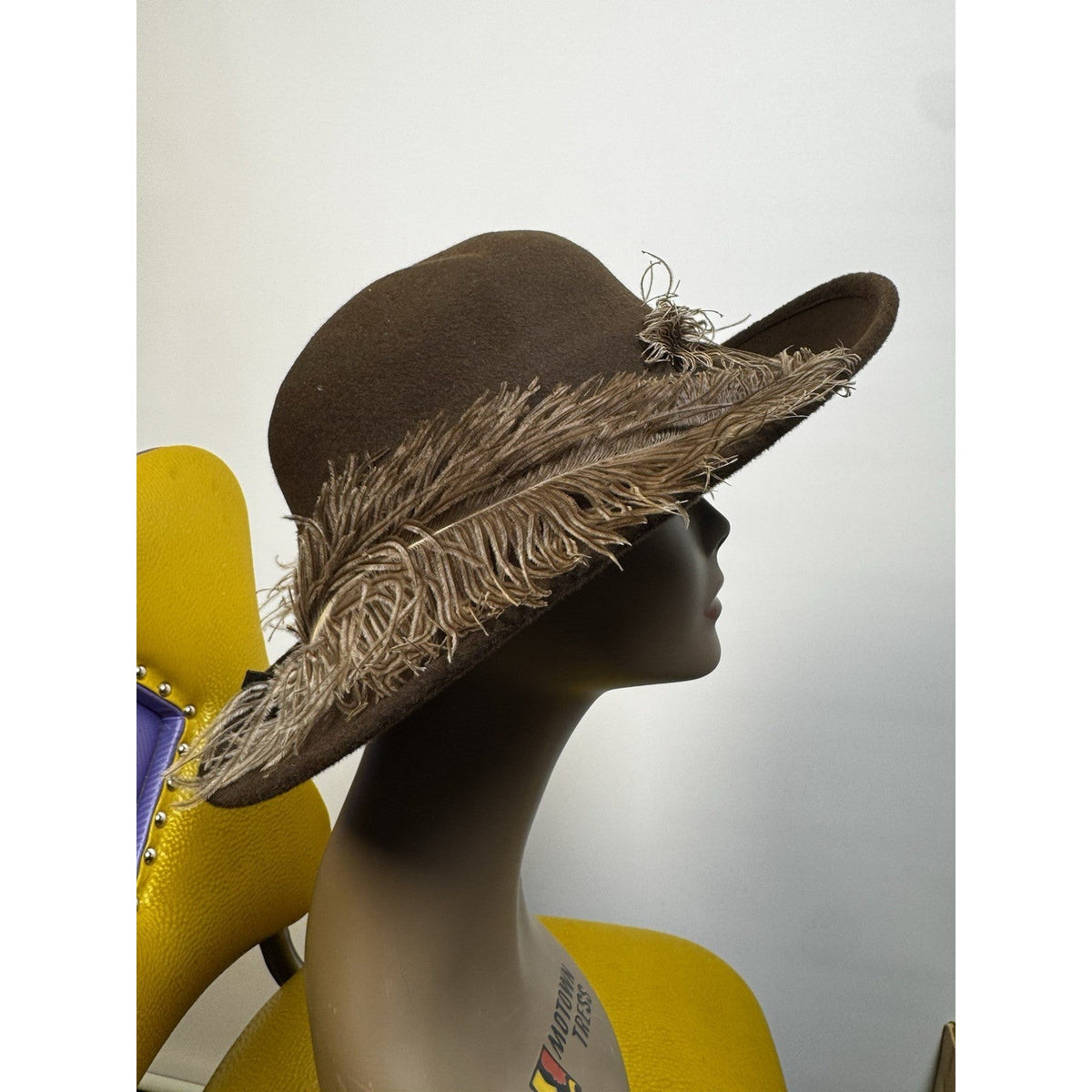 Ostrich Feather Wide Brim Hat Couture