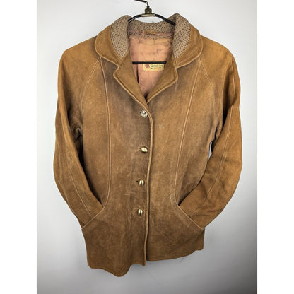 1950s Goatskin Leather Coat Swedish Thrashed Mid Century Western Jacket
