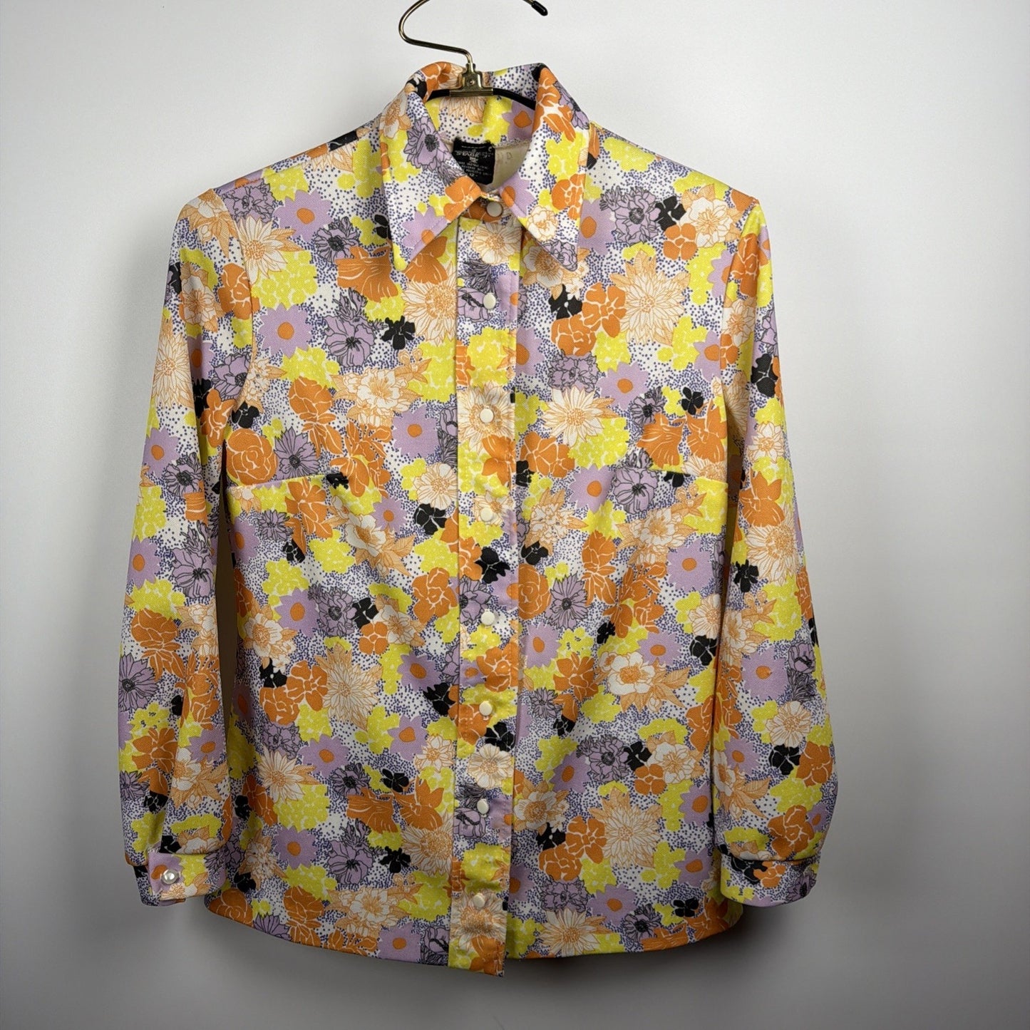 1970s Neon Flower Power Disco Dagger Collar Women Large Vintage