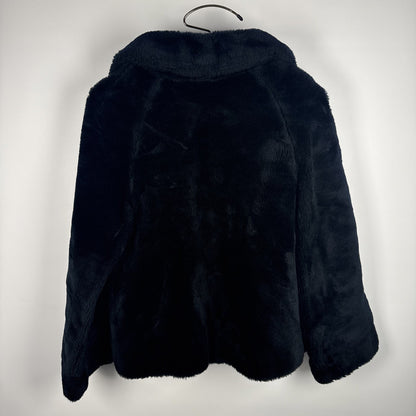 Vintage 1950's Black Faux Fur Coat Short Swing coat Excellent Condition medium