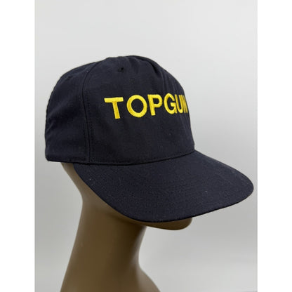 Vintage Top Gun Hat Cap Snap Back Mens One Size Navy Yellow Eagle Crest 80s USA