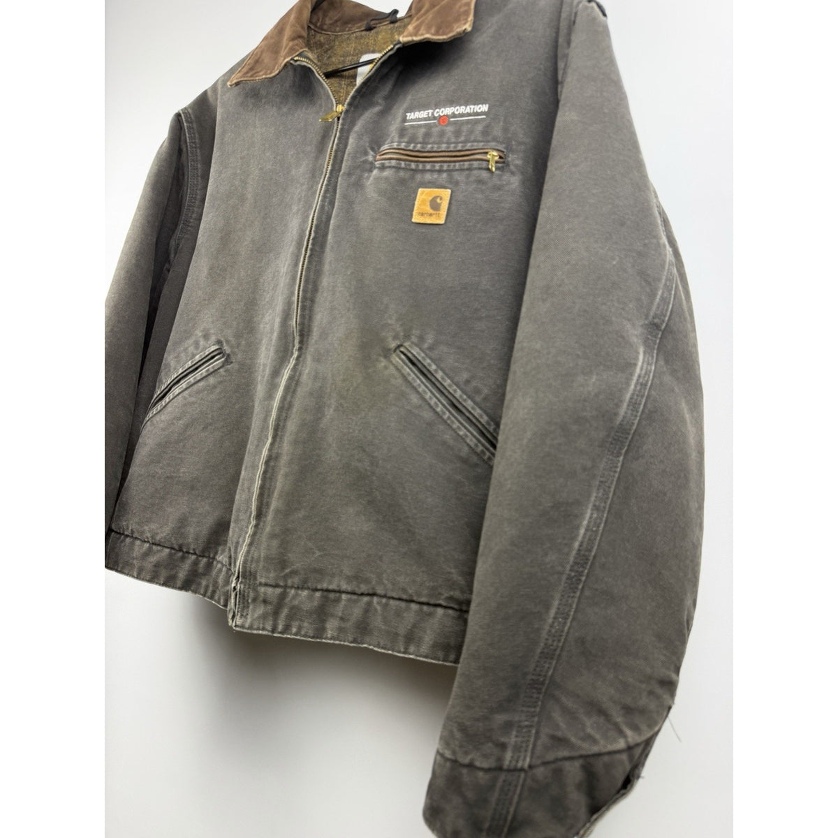 Carhartt Detroit Jacket J97 BLK Very Faded Black Canvas Blanket Lined XL 26.5x26