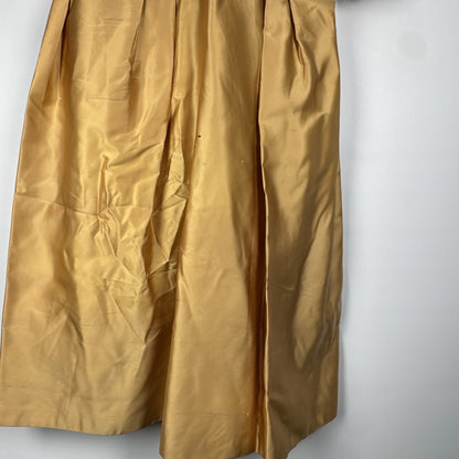 RARE 1940s Martha Phillips Couture Gold Wedding Guest Evening Gown With Fur Trim