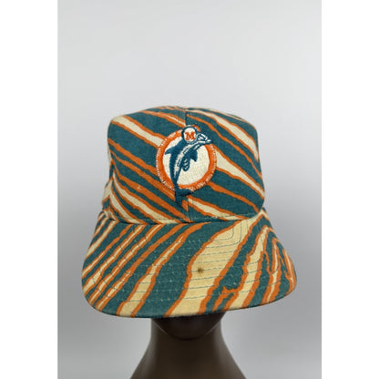 Vintage 90s Zubaz Zebra Striped Dolphins Snapback Hat Cap