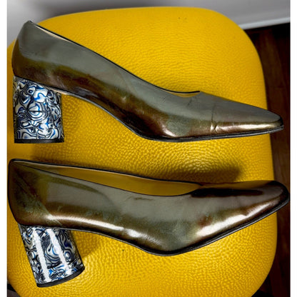 Vintage 70s Proxy psychedelic heel square toe block heel pumps, 11