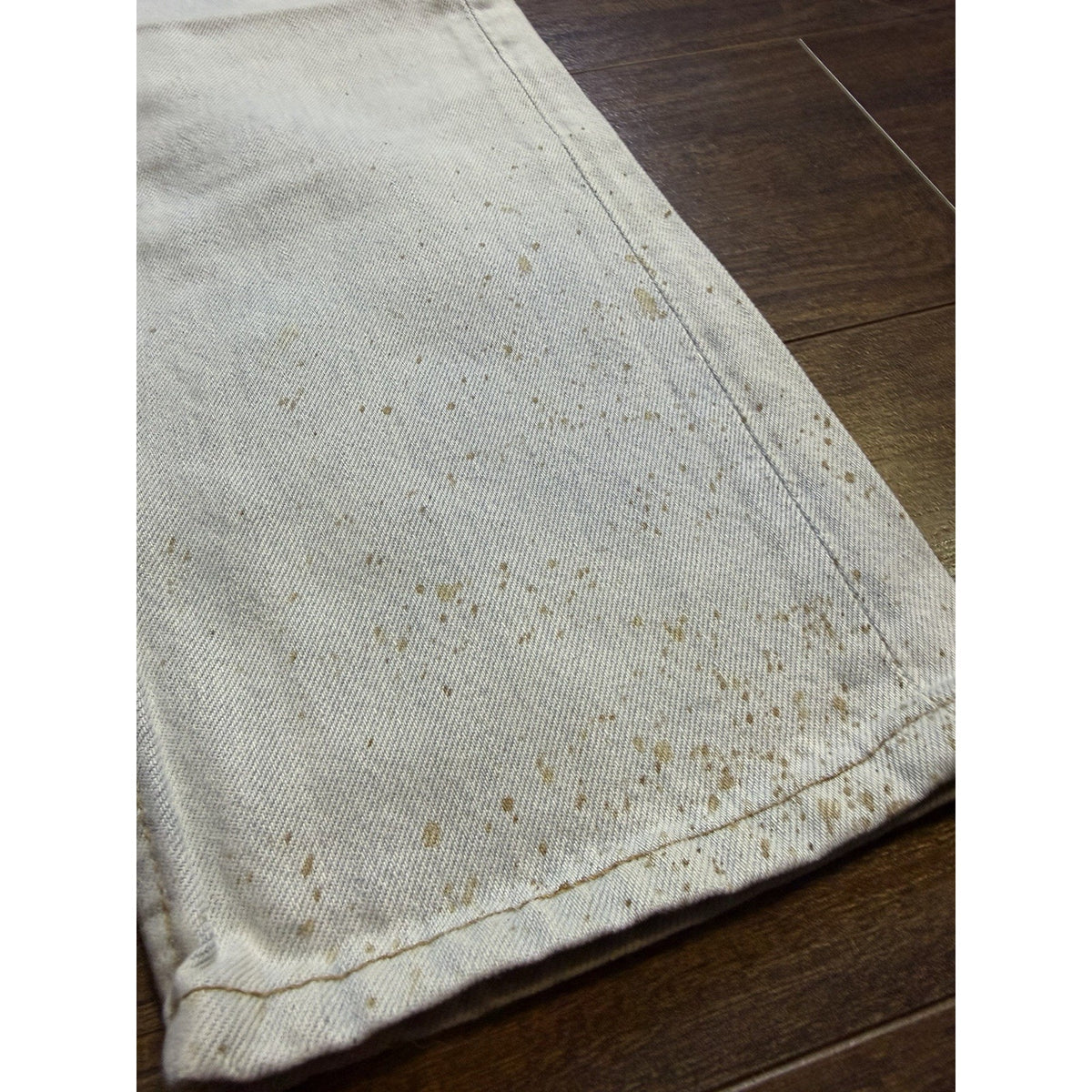 Vintage 90s Levi's 501 button fly jeans, gold splatter, USA, 28x30