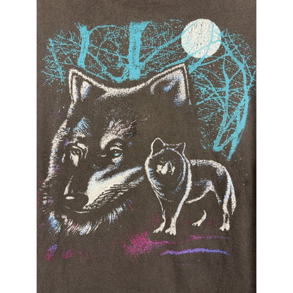 Vintage 90s Fashion Victim wolf tee, heavy fade, single stitch, L