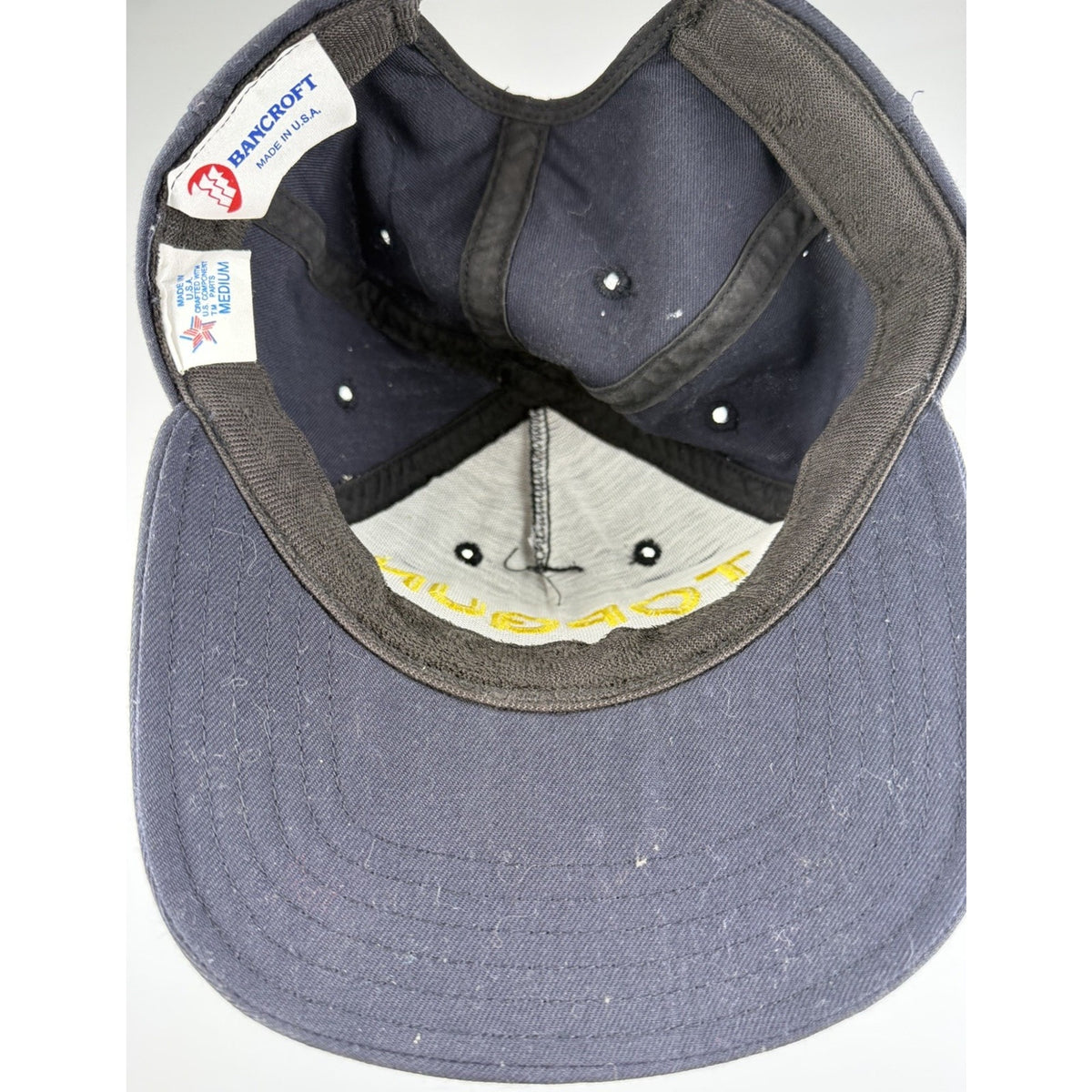 Vintage Top Gun Hat Cap Snap Back Mens One Size Navy Yellow Eagle Crest 80s USA