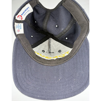 Vintage Top Gun Hat Cap Snap Back Mens One Size Navy Yellow Eagle Crest 80s USA
