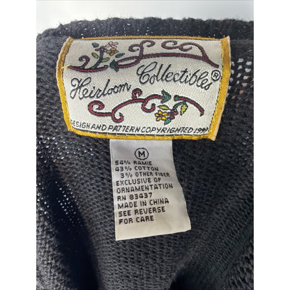 Vintage Y2K Happy New Year Heirloom Collectibles Sweater Womens Medium Black