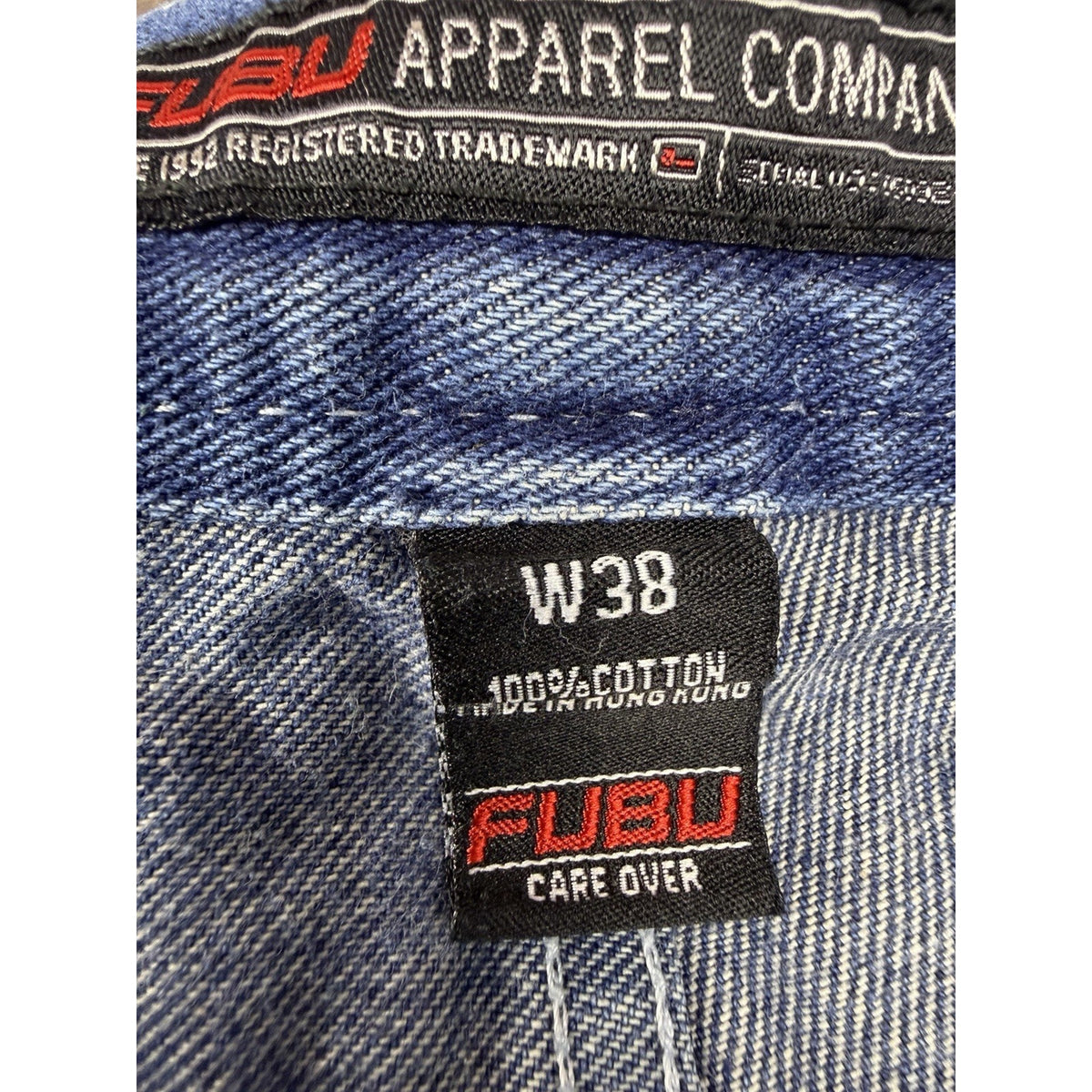 VTG Fubu Shorts Mens 36 Blue Cotton Denim Bermuda Faded Carpenter Workwear Baggy