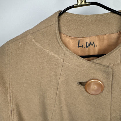 Vintage 1960s cream cashmere coat, silk lined, flawed, M/L