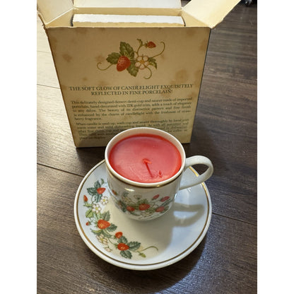 1978 Avon strawberry porcelain tea cup candle, new old stock