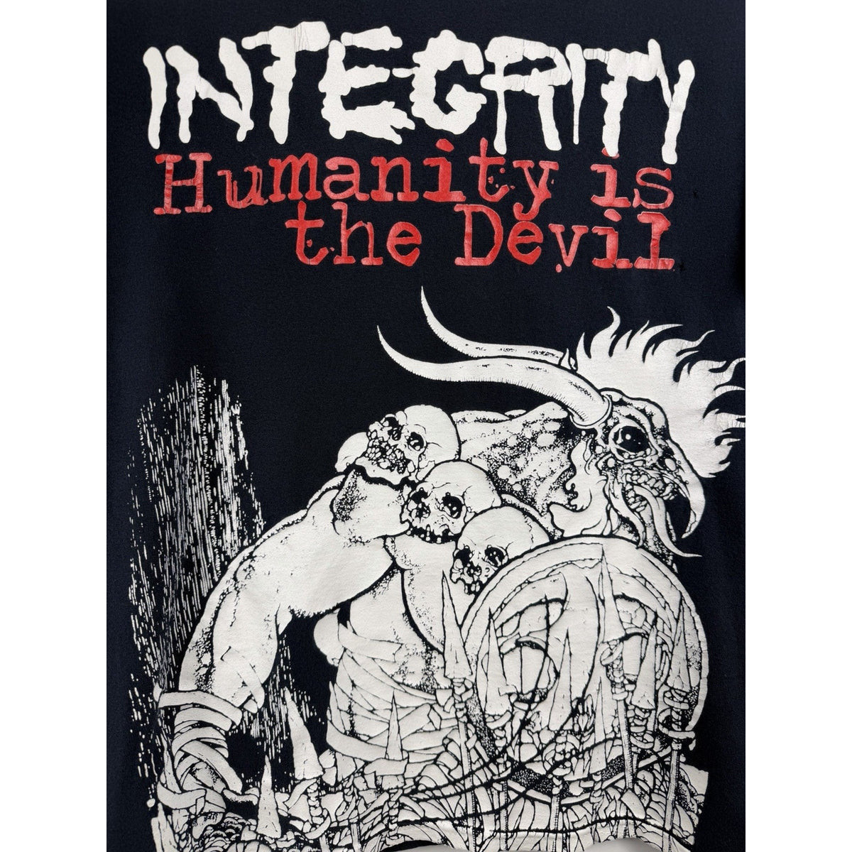 2000’s Integrity Humanity Is the Devil Three Sided Print Shirt Medium 20.5x27
