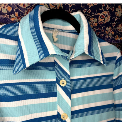 Blue skies and stripes knit long-sleeve (1970s)