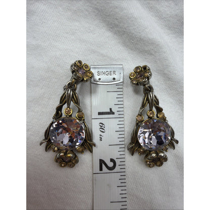 Vintage 1954 Hollycraft Regency Deco Glam Oversized Lavender Clip Earrings