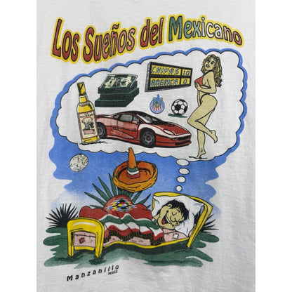 Vintage 90s Los Sueños Del Mexicano The Mexican Dream humor tee, L
